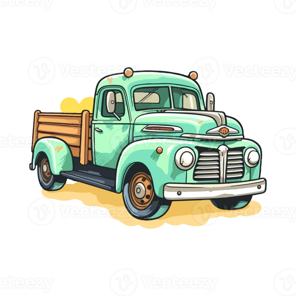 Colorful Old Farm Truck pop art style, Old Farm Truck Sticker, pastel cute colors, retro truck, . png