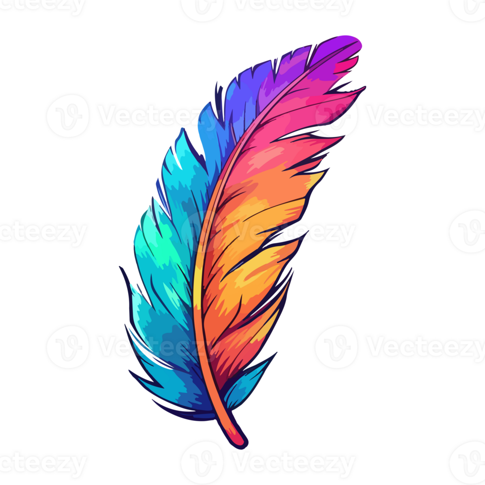 Colorful bird feather Logo, Feather Sticker, Pastel cute colors, . png