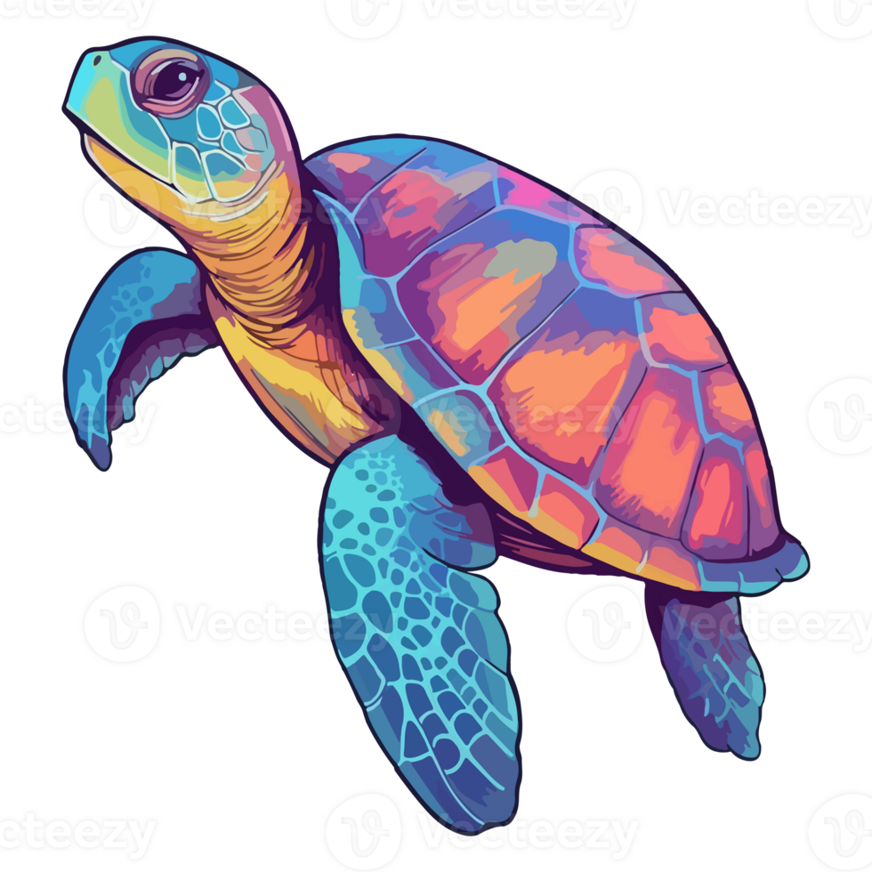 Colorful Sea Turtle modern pop art style, Sea Turtle illustration, simple creative design, . png