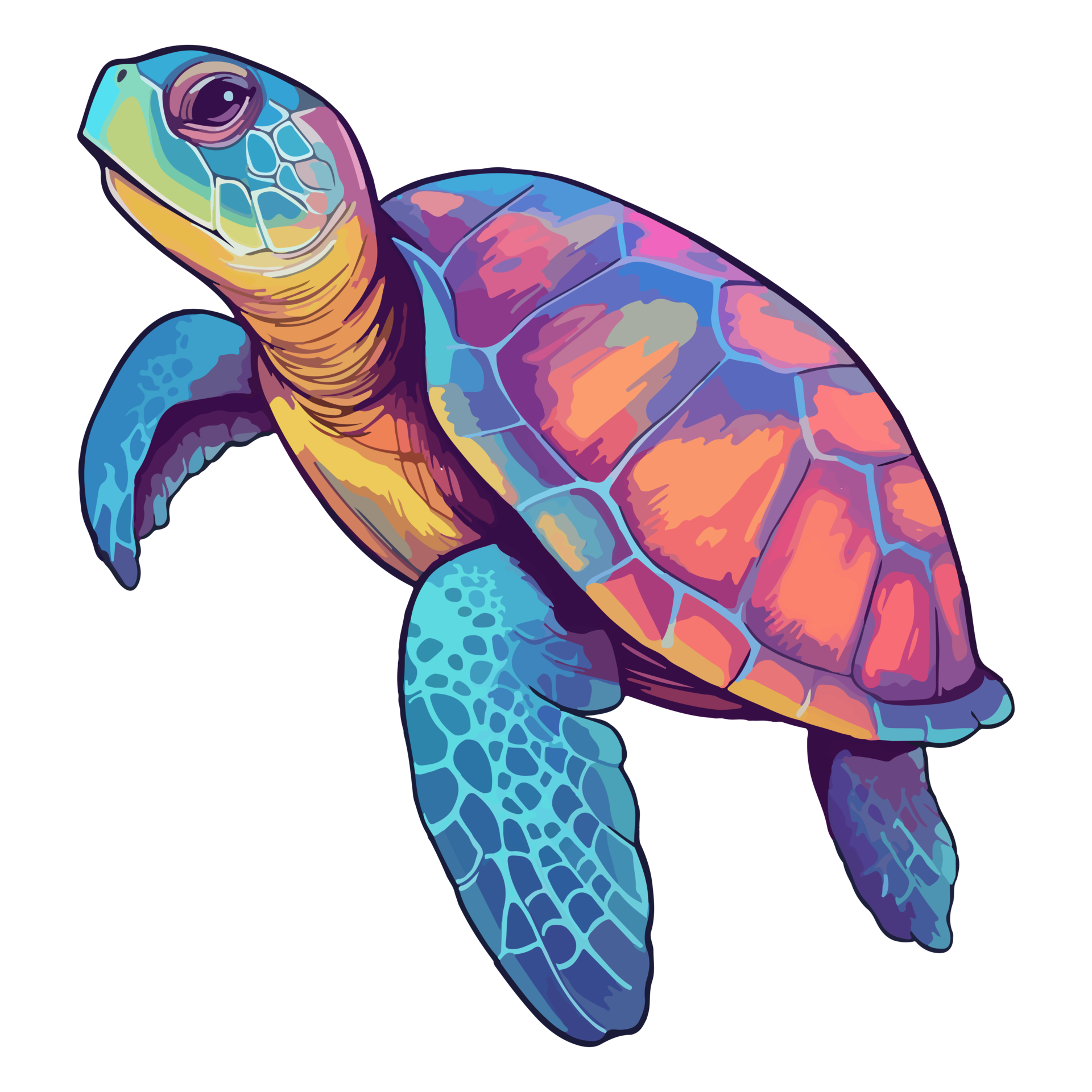 colorida mar tartaruga moderno pop arte estilo, mar tartaruga