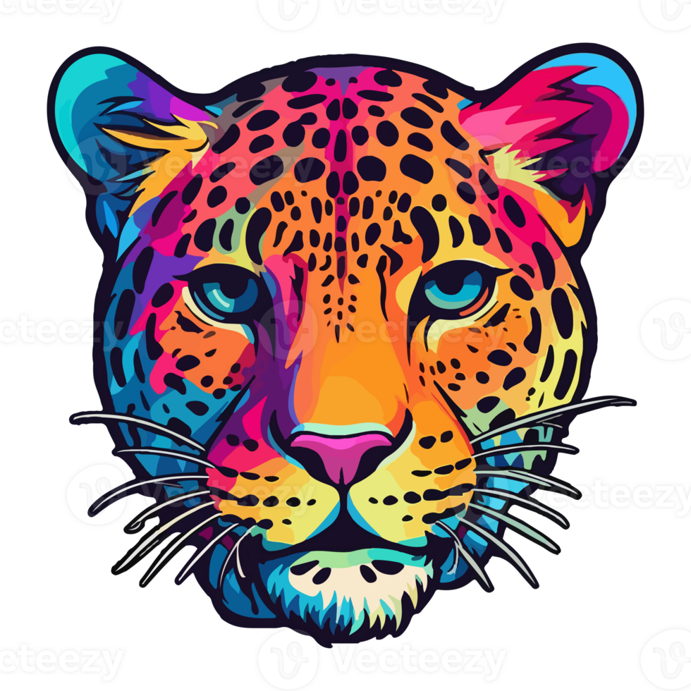Colorful Leopard modern pop art style, Leopard illustration, simple creative design, . png