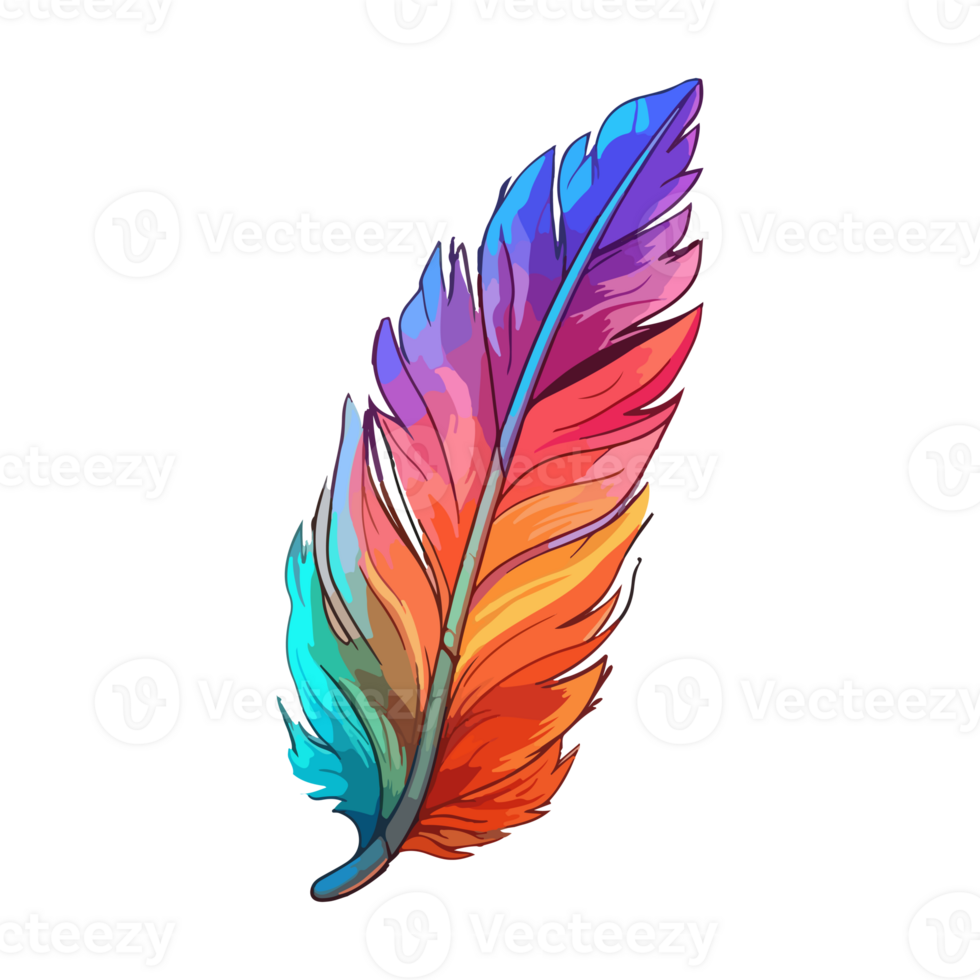 kleurrijk vogel veer logo, veer sticker, pastel schattig kleuren, generatief ai. png