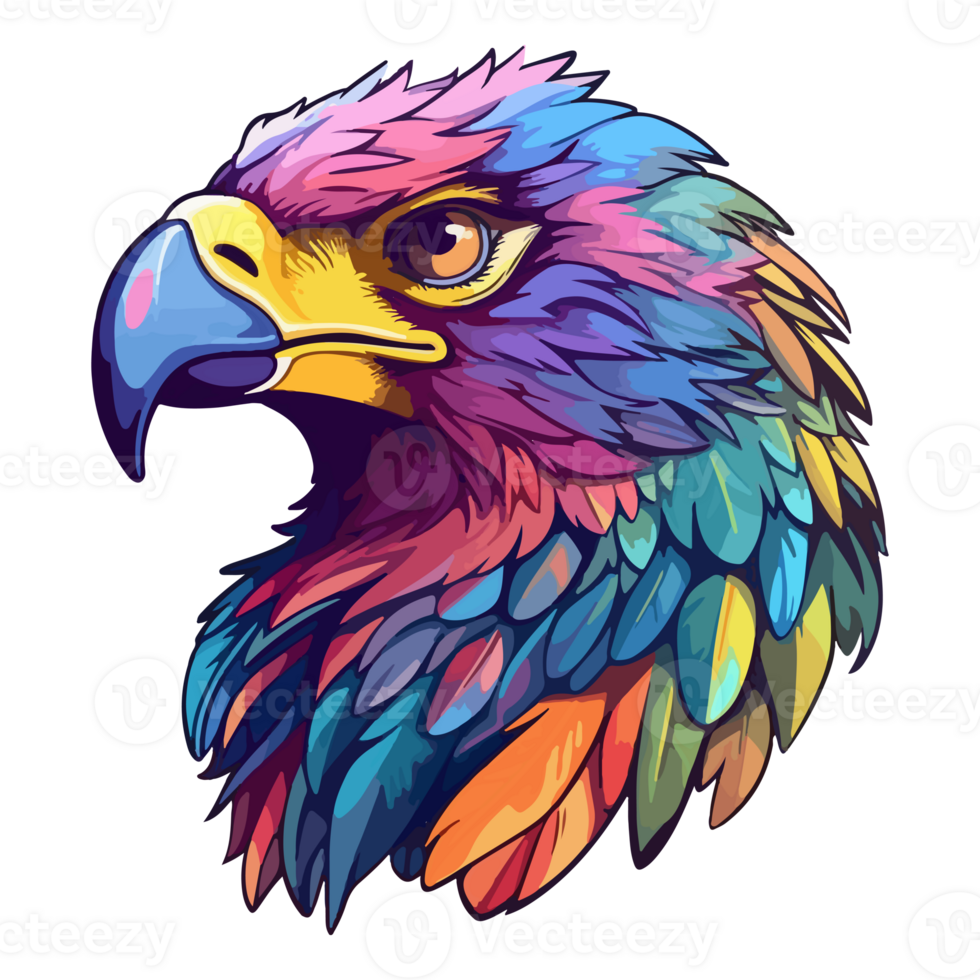 Colorful eagle Head Logo pop art style, eagle face Sticker, pastel cute colors, . png