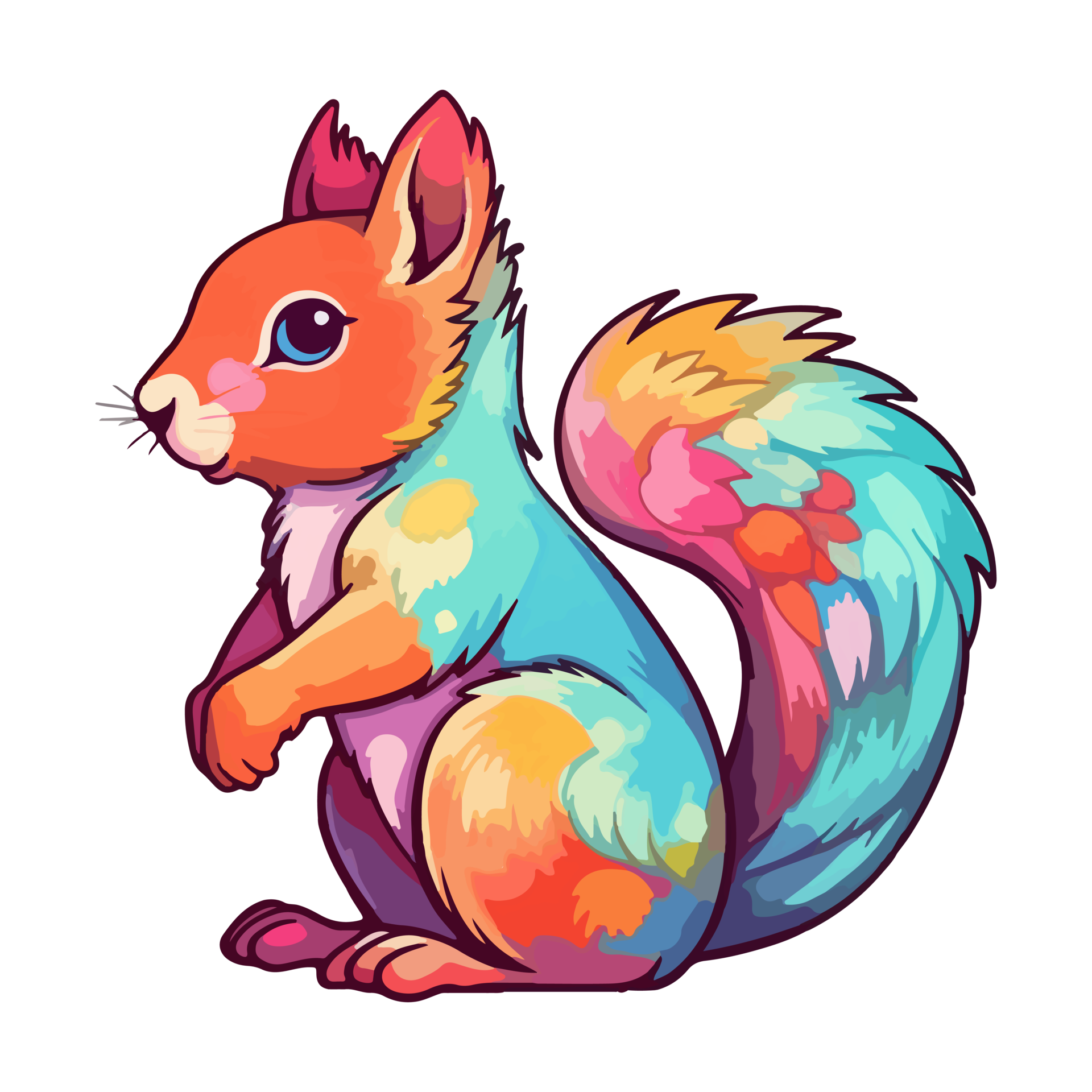 Colorful squirrel modern pop art style, squirrel Illustration squirrel  pastel cute colors, AI generated. 24553656 PNG