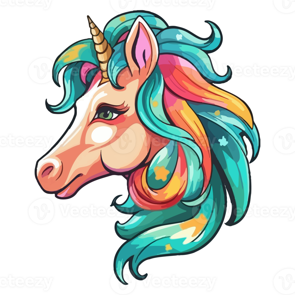 unicorn modern pop art style, Colorful unicorn illustration, pastel sticker cute colors, . png