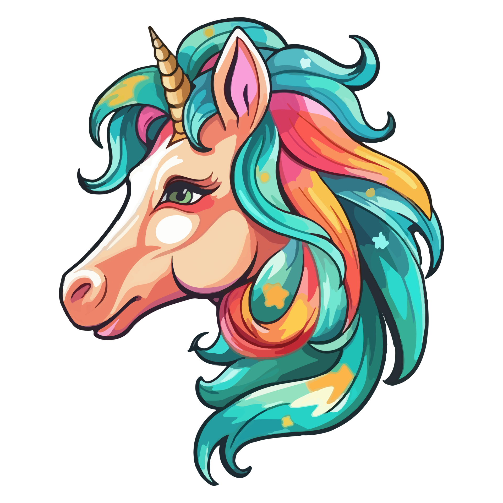 Pegatina Colorida Diseño Unicornio Ai Generado Stock de ilustración -  Ilustración de persona, fairytale: 283043195