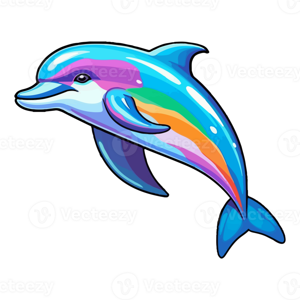 Dolphin modern pop art style, Colorful Dolphin illustration, pastel sticker cute colors, . png