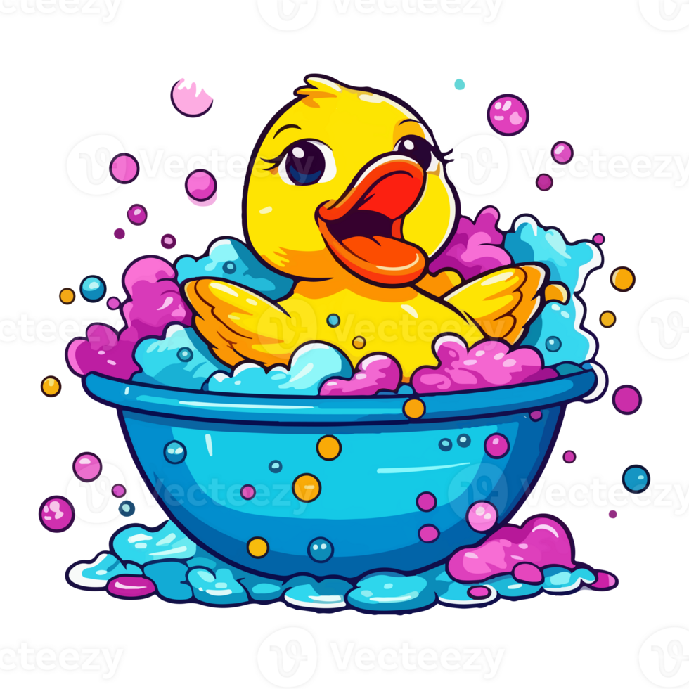 Colorful Rubber duck modern pop art style, colorful Rubber duck illustration, simple creative design. . png