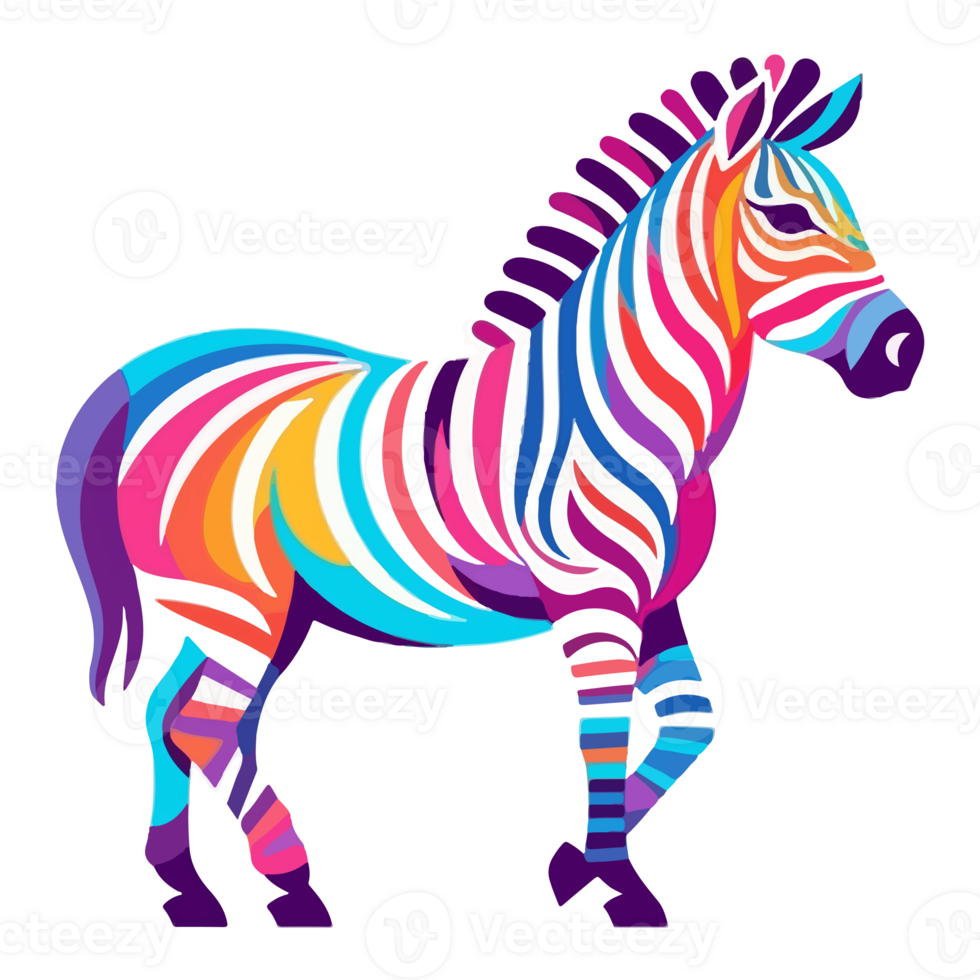 Zebra modern pop art style, Colorful Zebra illustration, pastel sticker cute colors, . png