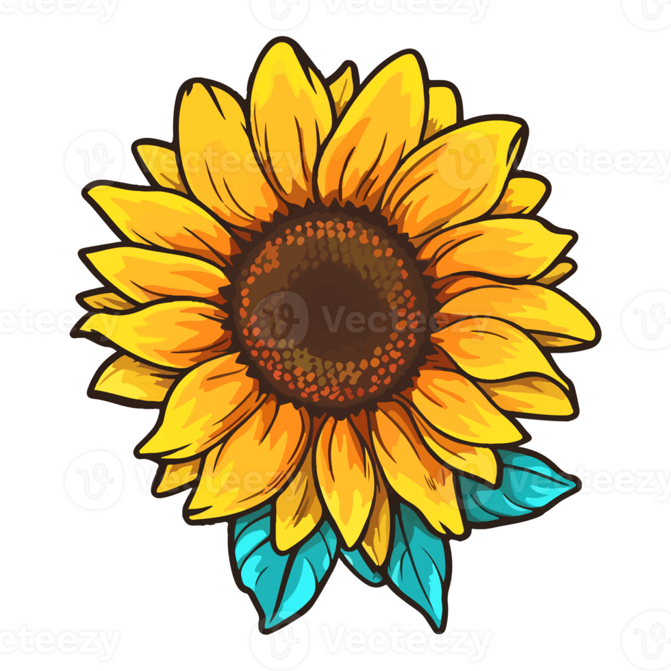 Sunflower modern pop art style, Sunflower illustration, simple creative design, . png