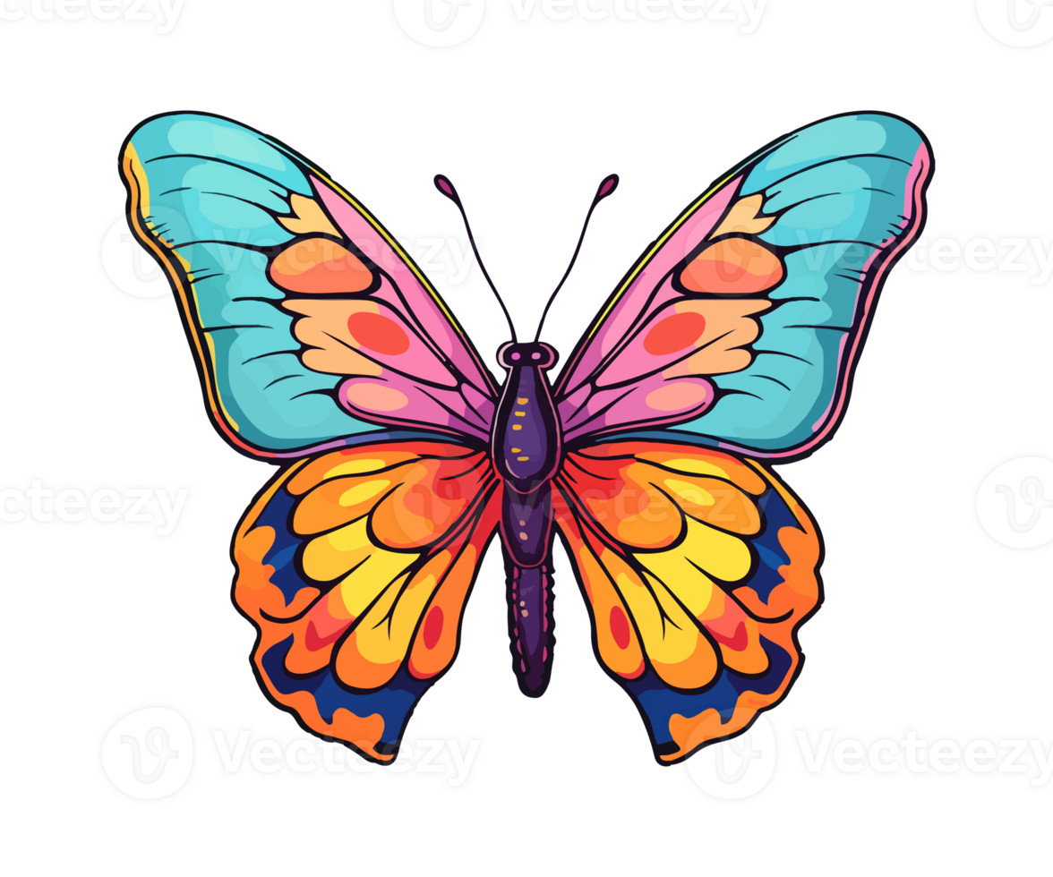 bunt Schmetterling Logo, Schmetterling Aufkleber, Pastell- süß Farben, ai generiert. png