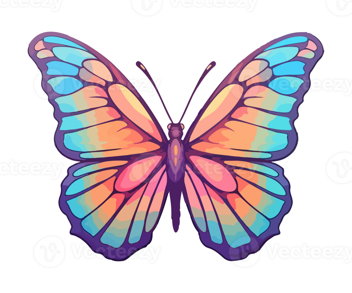 bunt Schmetterling Logo, Schmetterling Aufkleber, Pastell- süß Farben, ai generiert. png