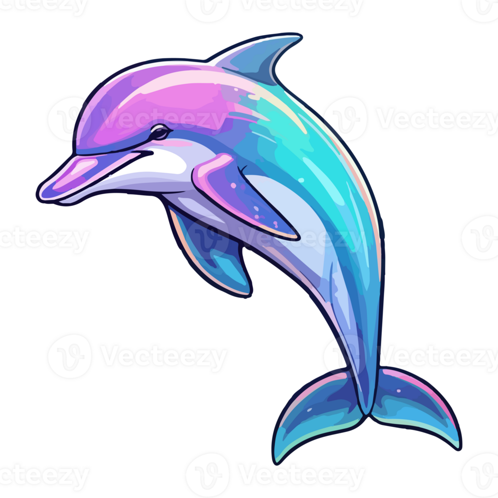 Dolphin modern pop art style, Colorful Dolphin illustration, pastel sticker cute colors, . png