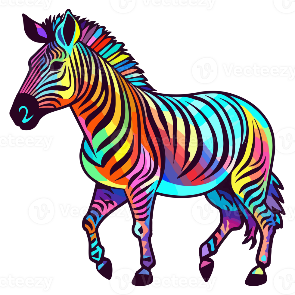 Zebra modern pop art style, Colorful Zebra illustration, pastel sticker cute colors, . png