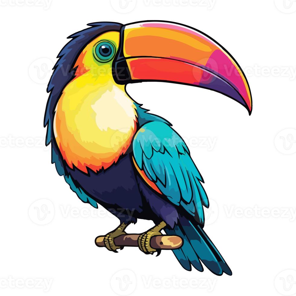 Toucan modern pop art style, Colorful Toucan bird illustration, pastel sticker cute colors, . png