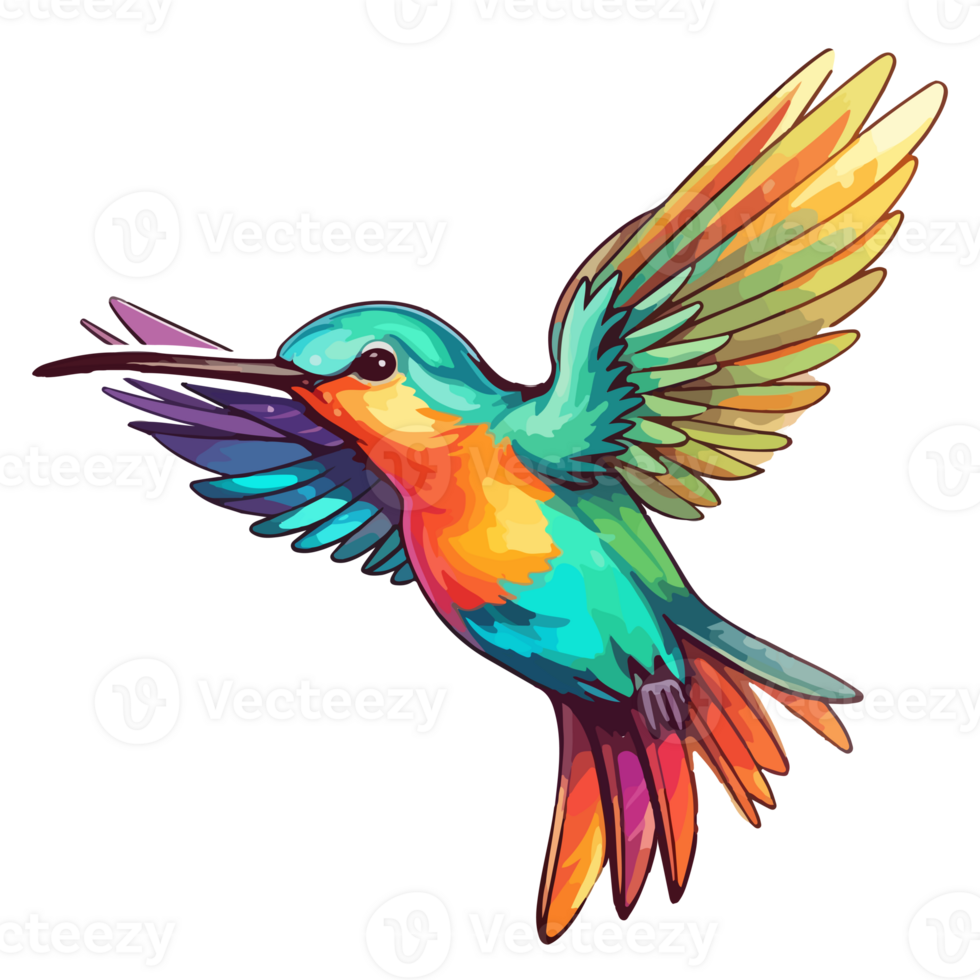 colorato scuoiamento colibrì uccello moderno pop arte stile, scuoiamento colibrì uccello etichetta, pastello carino colori, ai generato. png