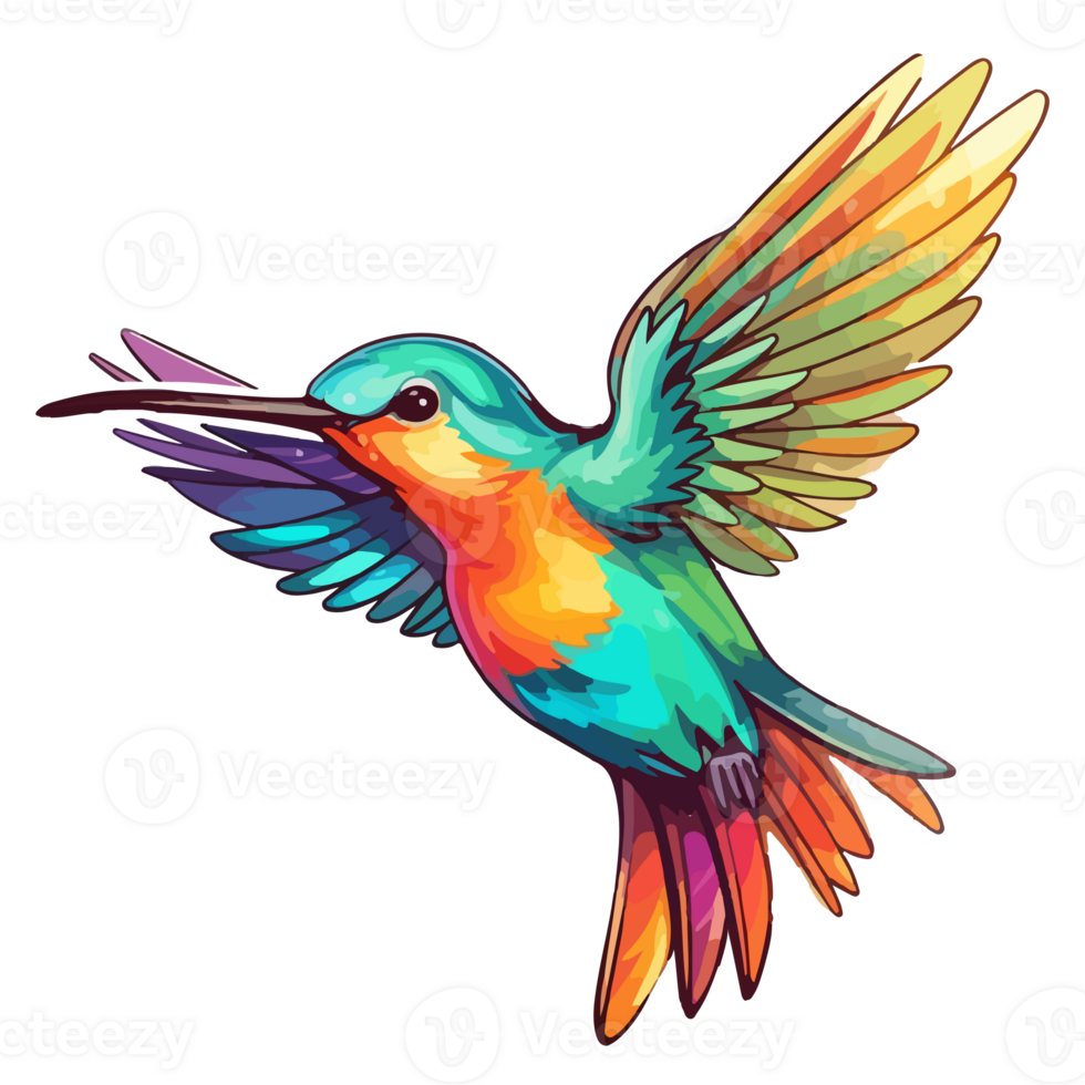Colorful Flaying hummingbird Bird modern pop art style, Flaying hummingbird Bird Sticker, pastel cute colors, . png
