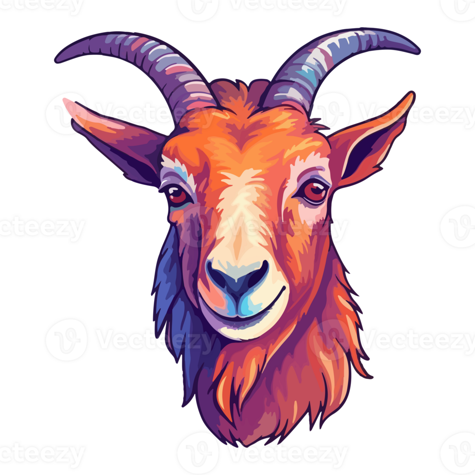 Goat modern pop art style, Colorful Goat illustration, pastel sticker cute colors, . png