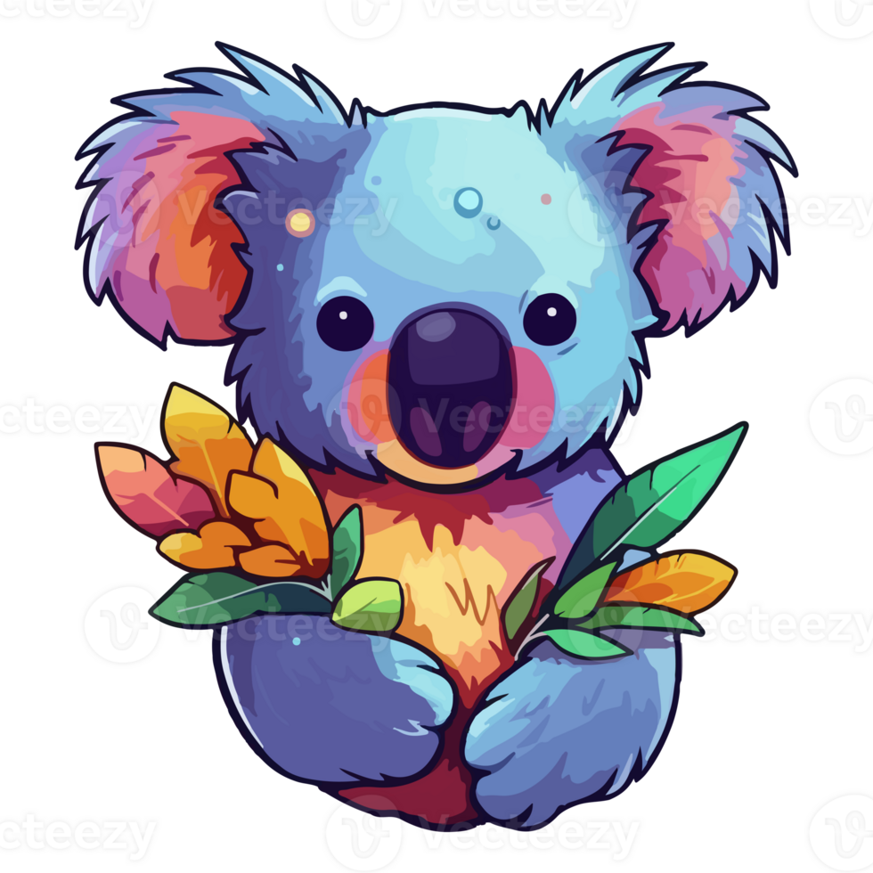 Koala modern pop art style, Colorful Koala illustration, Koala pastel sticker cute colors, . png