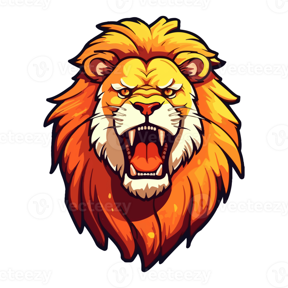 Lion tête logo mascotte faune animal illustration, génératif ai. png