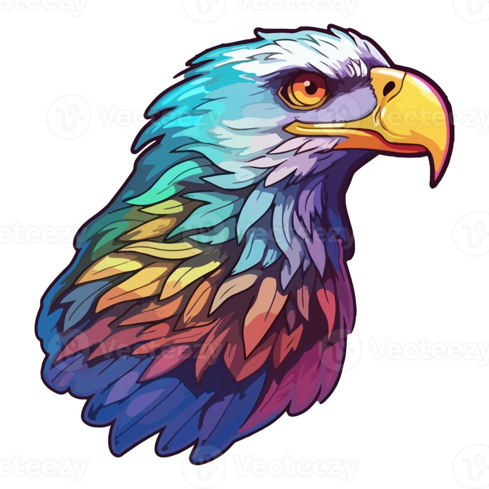 Colorful eagle Head Logo pop art style, eagle face Sticker, pastel cute colors, . png