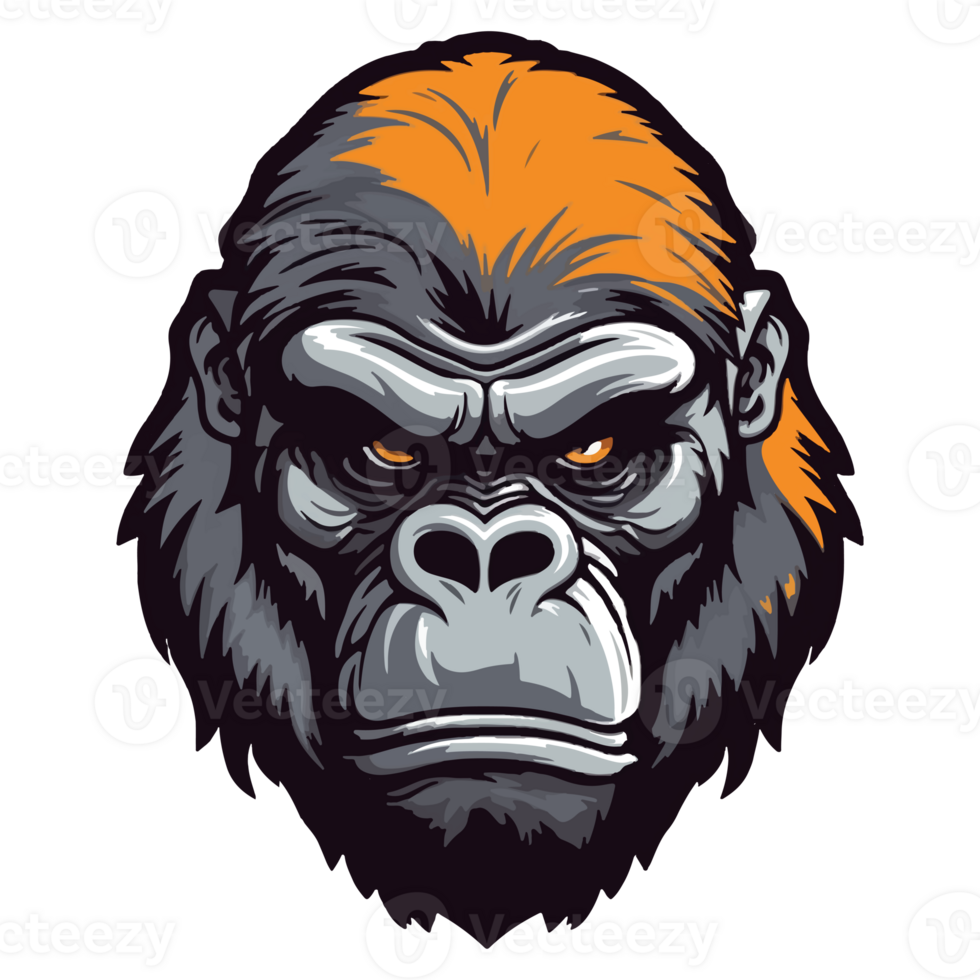 kleurrijk gorilla hoofd, gorilla hoofd stickers tekenfilm stijl, pastel schattig kleuren, generatief ai. png