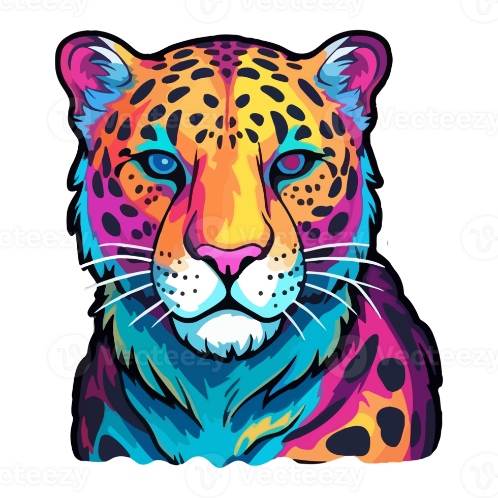 Colorful Leopard modern pop art style, Leopard illustration, simple creative design, . png