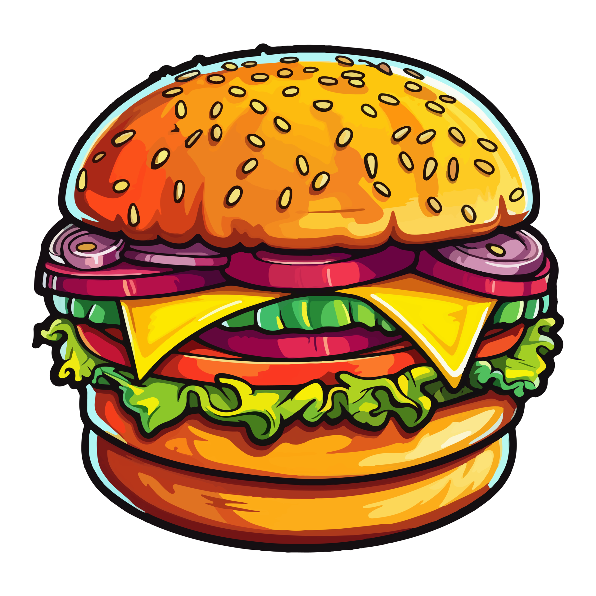 Colorful Burger pop art style, Burger Sticker, pastel cute colors, AI  generated. 24553764 PNG