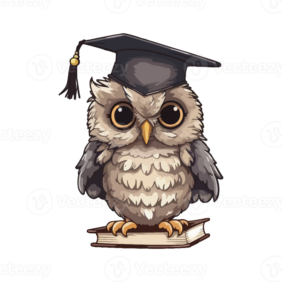 Owl Graduation ceremony Bird Cartoon, graduation gown, animals, square Academic Cap, Colorful Whimsical owl modern pop art style, Whimsical owl illustration, simple creative design, . png