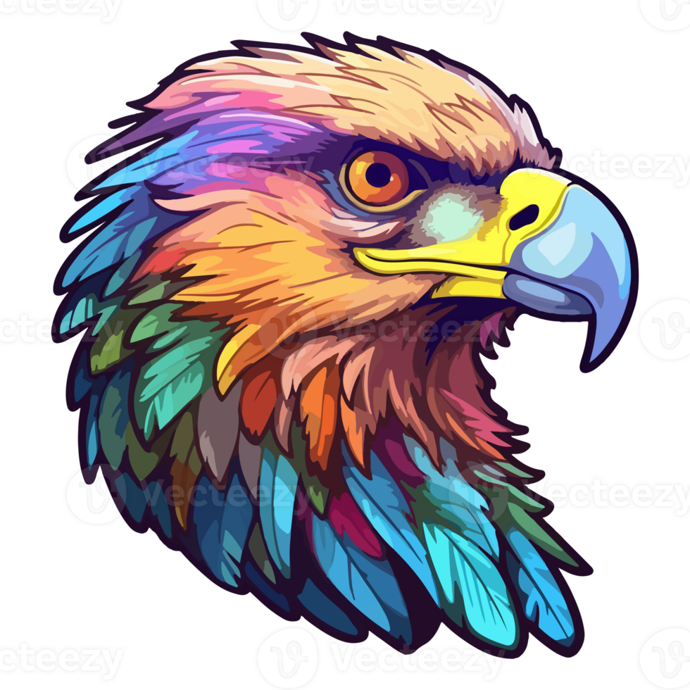 Colorful eagle Head Logo pop art style, eagle face Sticker, pastel cute colors, . png