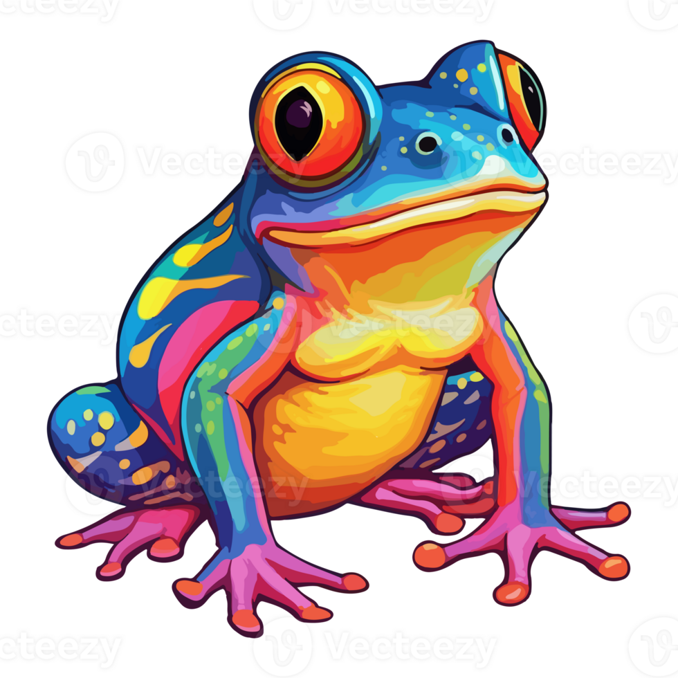 Colorful Frog pop art style, Frog Sticker, pastel cute colors, . png