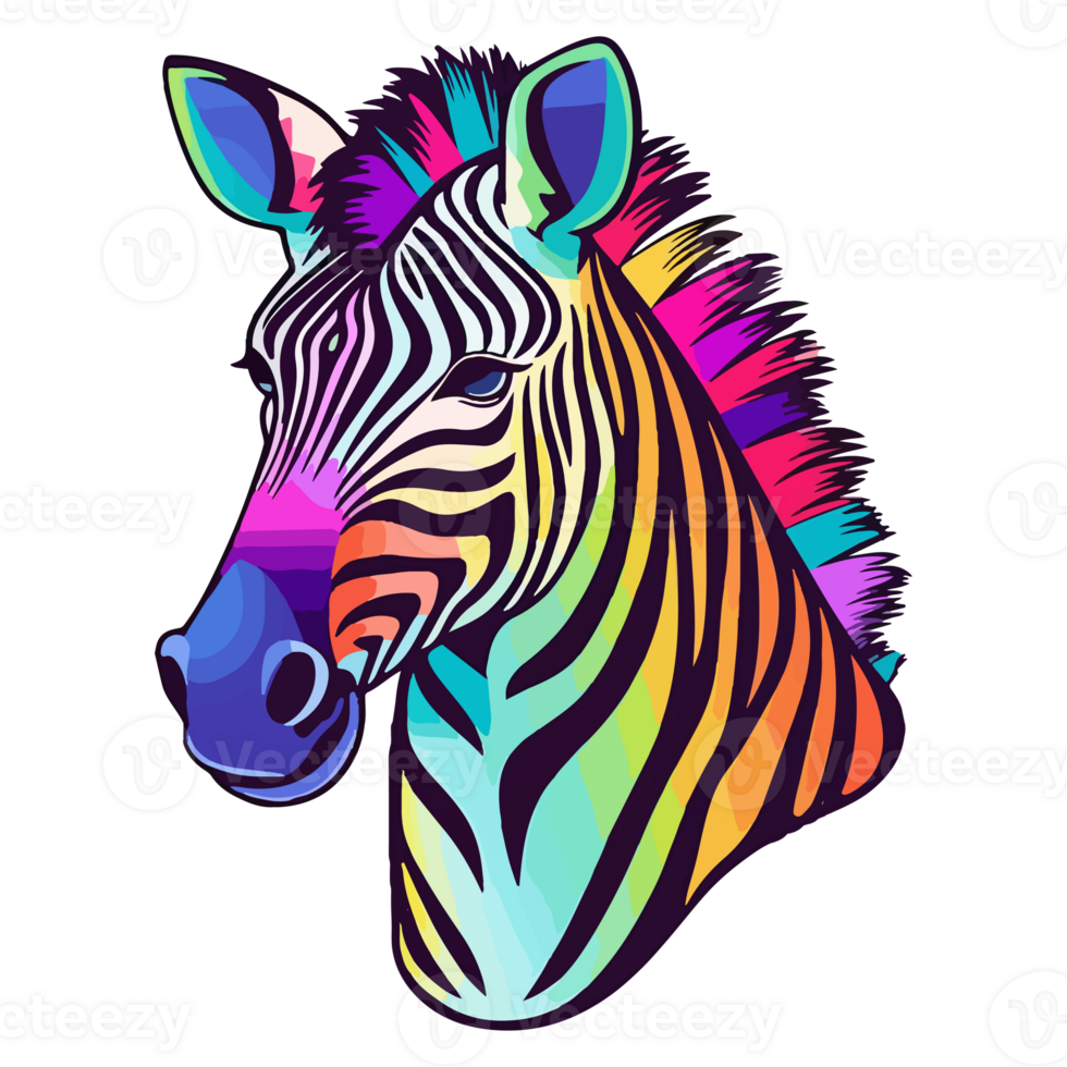 Zebra modern pop art style, Colorful Zebra illustration, pastel sticker cute colors, . png