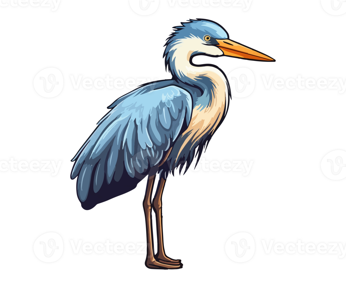 Blue Heron Logo, Blue Heron Sticker, Pastel cute colors, . png