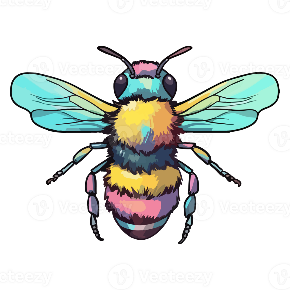 Bee modern pop art style, Colorful Bee illustration, pastel cute colors, . png