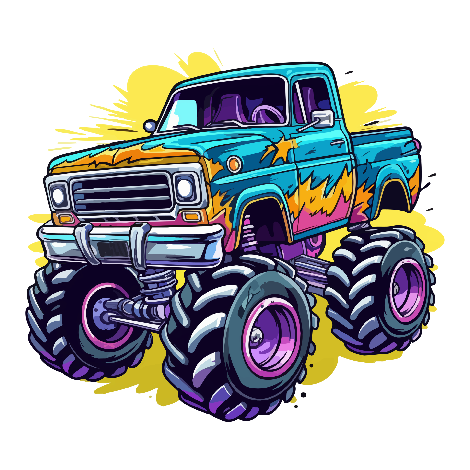monster-truck-jumping-pop-art-style-monster-truck-sticker-pastel-cute