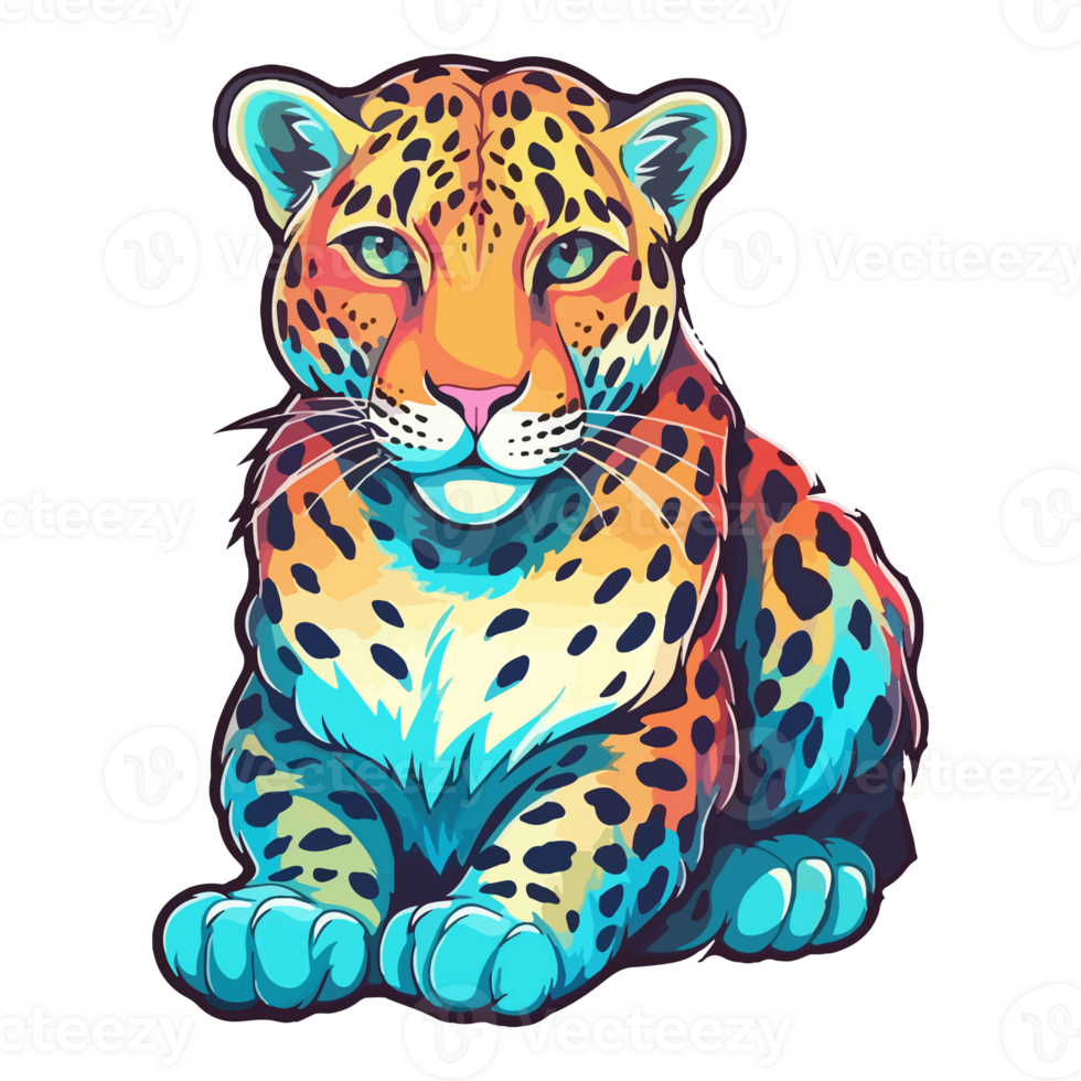 Colorful Leopard modern pop art style, Leopard illustration, simple creative design, . png