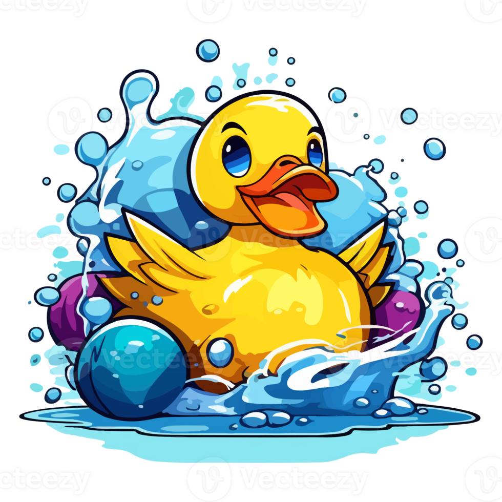Colorful Rubber duck modern pop art style, colorful Rubber duck illustration, simple creative design. . png