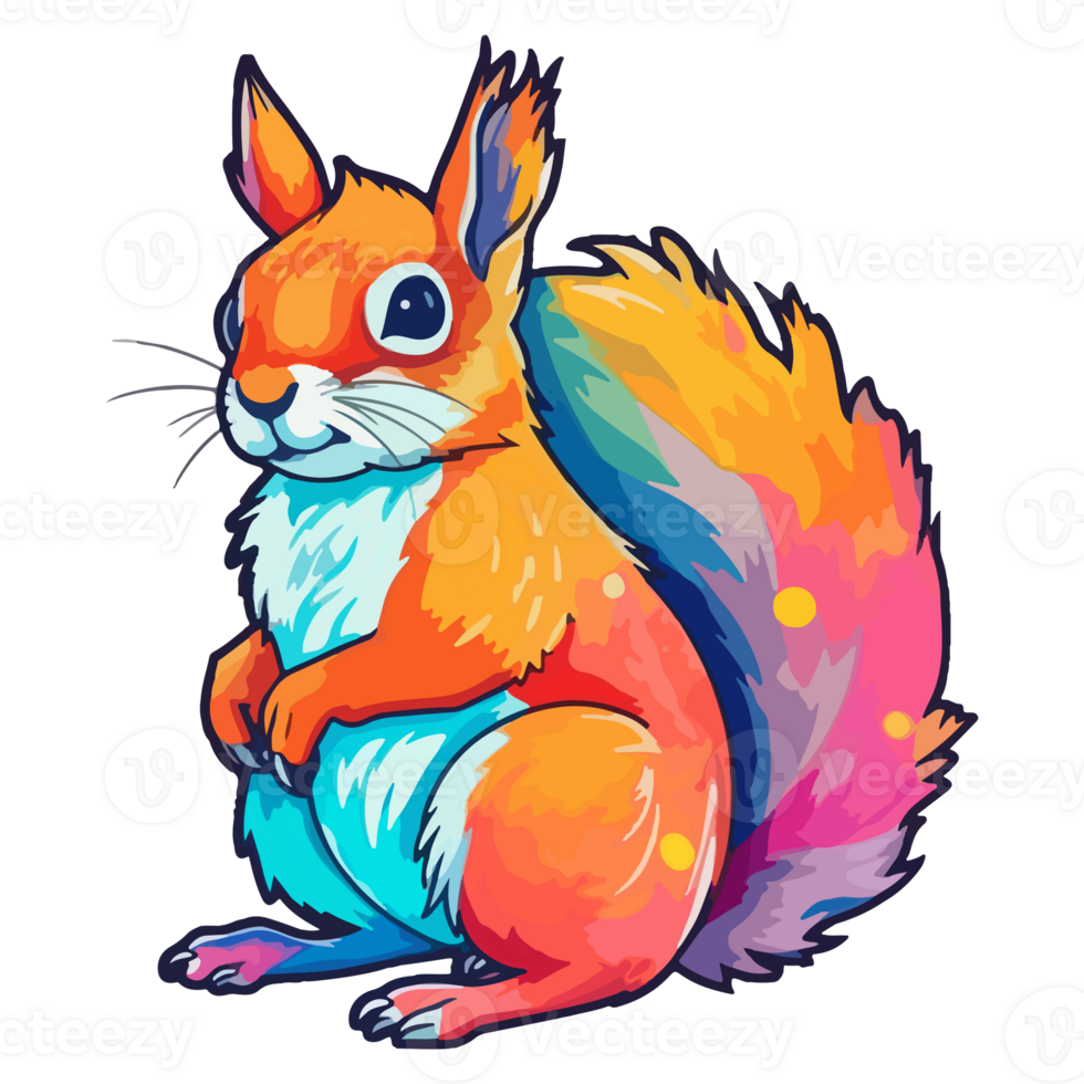 Colorful squirrel modern pop art style, squirrel Illustration squirrel pastel cute colors, . png