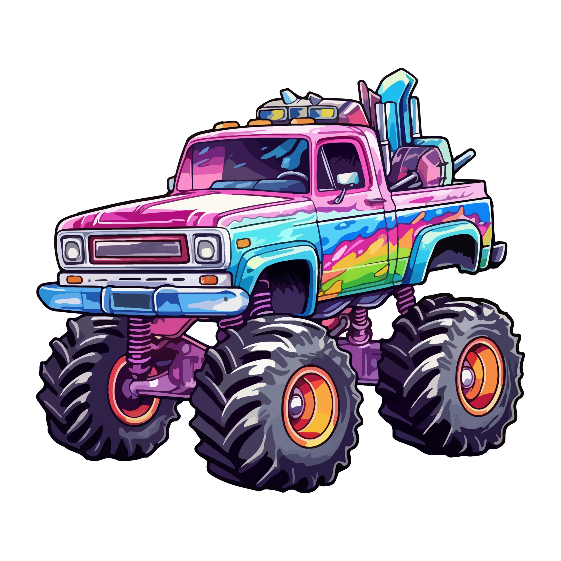 Colorful Monster Truck PNG Monster Truck Cartoon PNG 