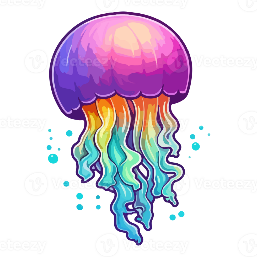 Colorful jellyfish Logo pop art style, jellyfish Sticker, pastel cute colors, . png