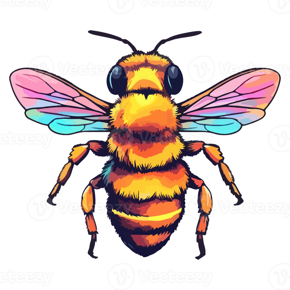 Bee modern pop art style, Colorful Bee illustration, pastel cute colors, . png