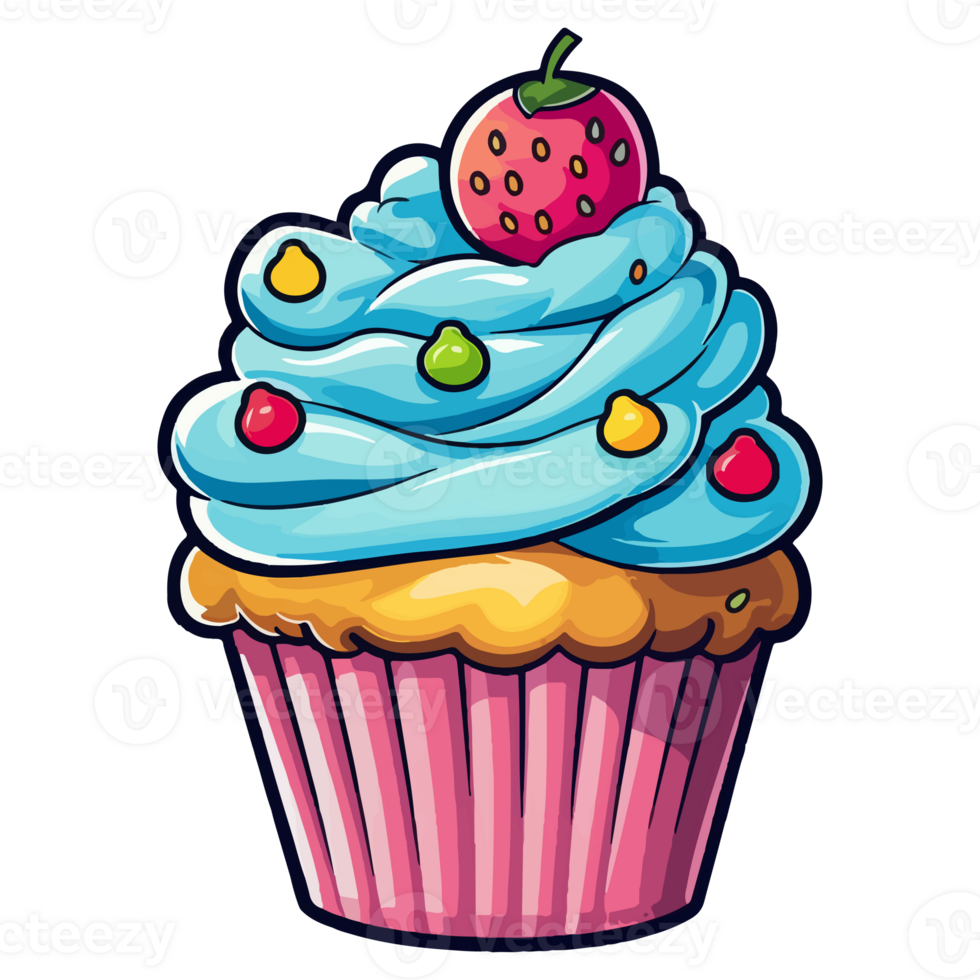 Colorful cupcake modern pop art style cupcake Sticker pastel cute