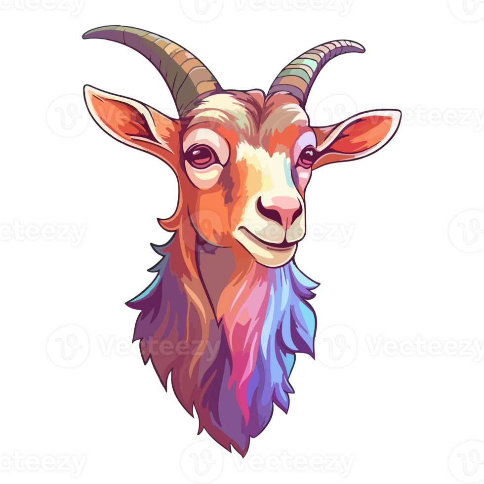 Goat modern pop art style, Colorful Goat illustration, pastel sticker cute colors, . png