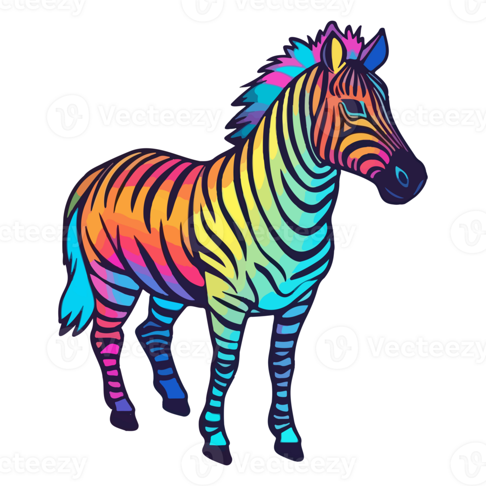 Zebra modern pop art style, Colorful Zebra illustration, pastel sticker cute colors, . png