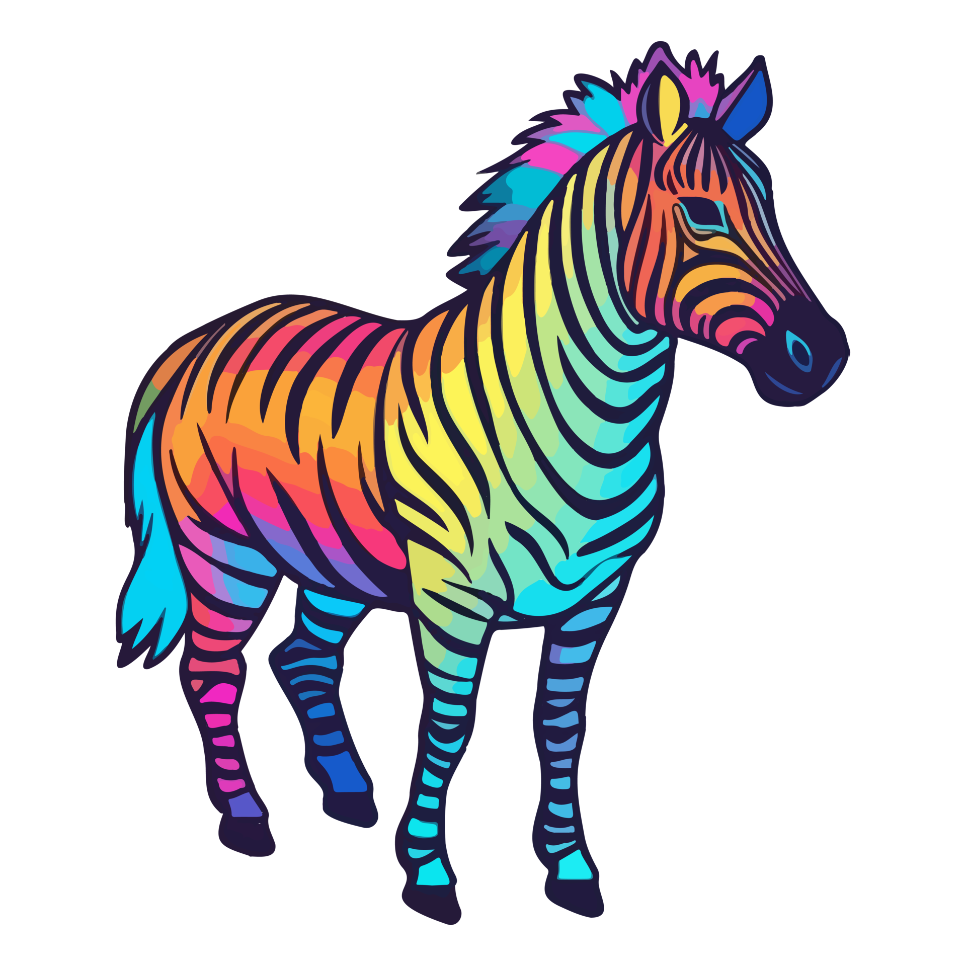 Zebra modern pop art style, Colorful Zebra illustration, pastel sticker