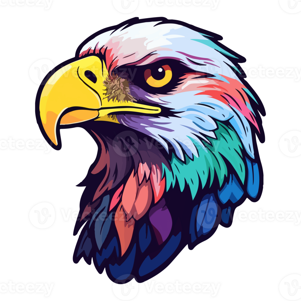 Colorful eagle Head Logo pop art style, eagle face Sticker, pastel cute colors, . png