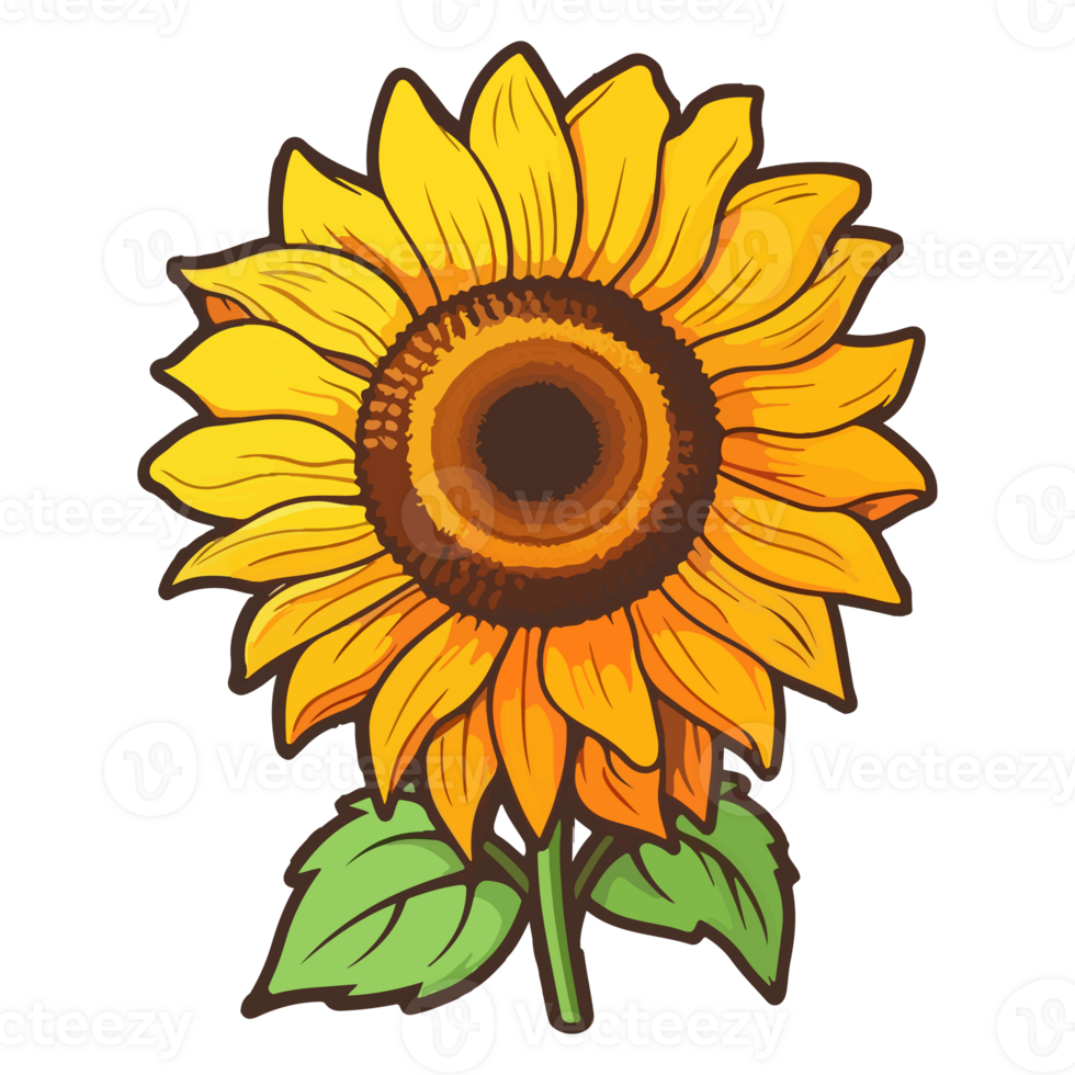Sunflower modern pop art style, Sunflower illustration, simple creative design, . png