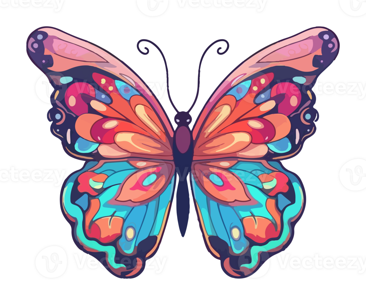 coloré papillon logo, papillon autocollant, pastel mignonne couleurs, ai généré. png