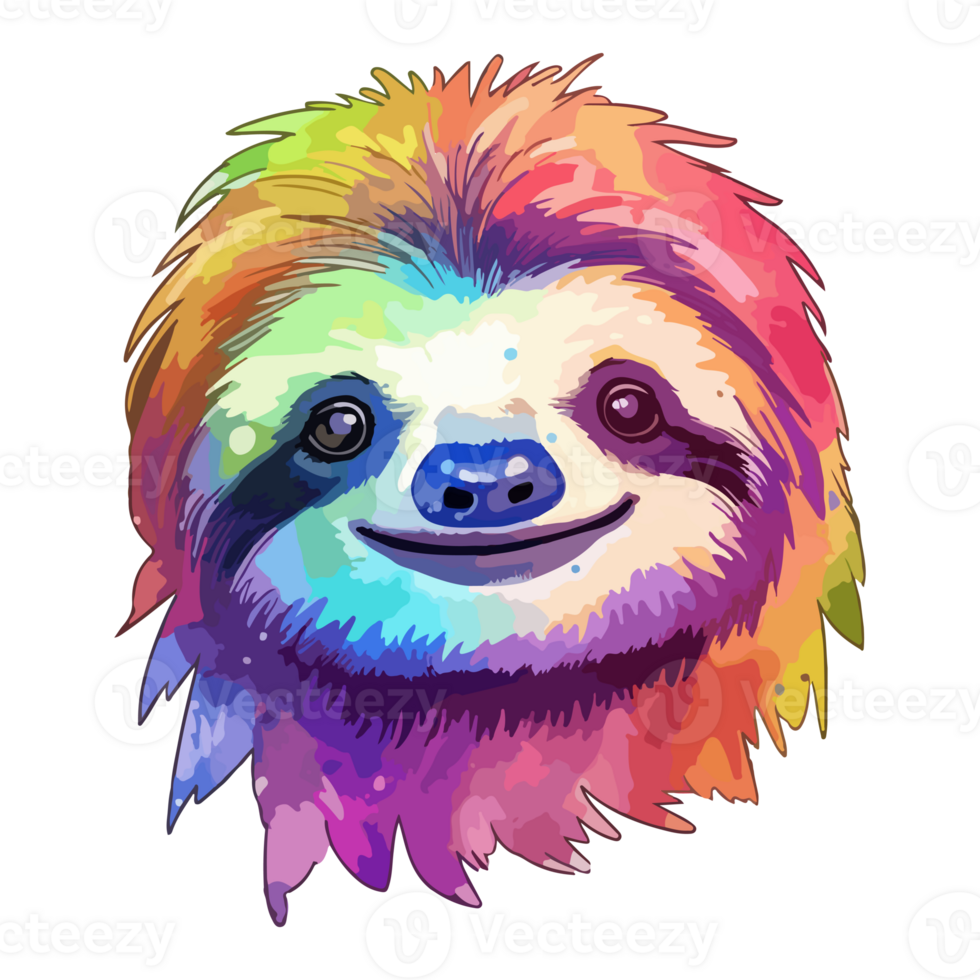 Sloths modern pop art style, Colorful Sloths illustration, Sloths pastel sticker cute colors, . png