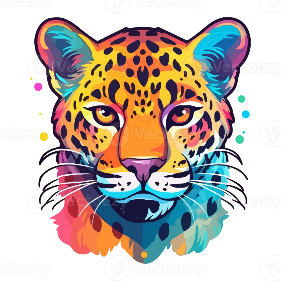 Colorful Leopard modern pop art style, Leopard illustration, simple creative design, . png